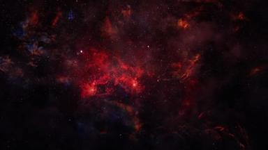 太空飞行飞向龙鱼星云巨大的发射星云和恒星形成区，距太阳30,000光年，向十字星星座方向飞去。最后由NASA哈勃图像完成.